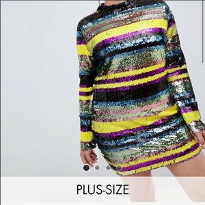 Club L Plus Multi-Colored Mini Sequins Dress